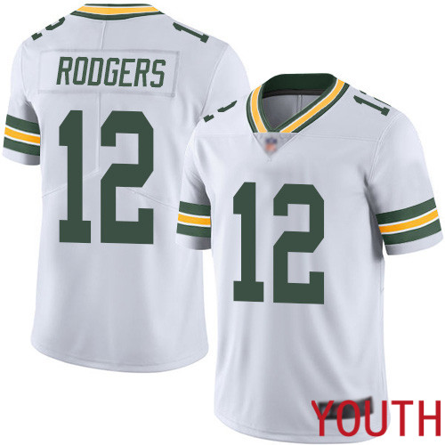 Green Bay Packers Limited White Youth #12 Rodgers Aaron Road Jersey Nike NFL Vapor Untouchable